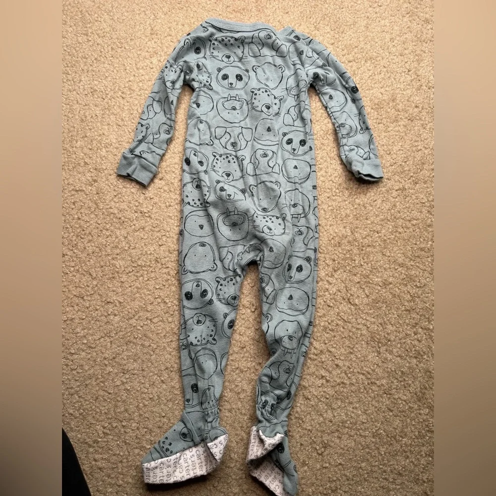 Carter's Blue Animal Print Baby Boy Footsie Pajamas 18M